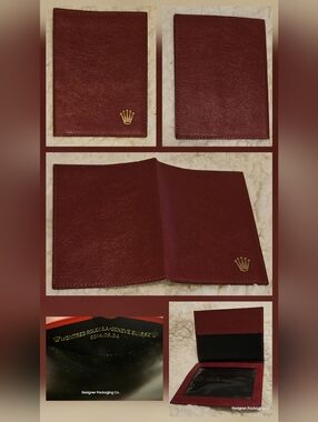 Rolex Leather Card Holder Burgundy Red ID Wallet New Geneve Suisse Authentic